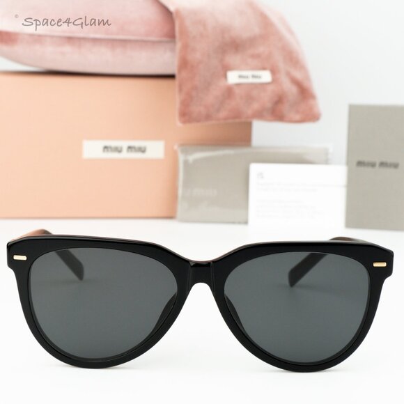 BRAND NEW Miu Miu MU12ZS 16K5S0 Black Grey Phantos Unisex Sunglasses 0MU 12ZS - Picture 2 of 8